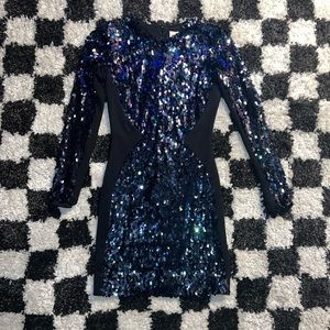 Dress The Population Long Sleeve Sequin Dress